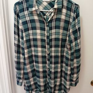 New York & Company Green and Blue Plaid Shirt